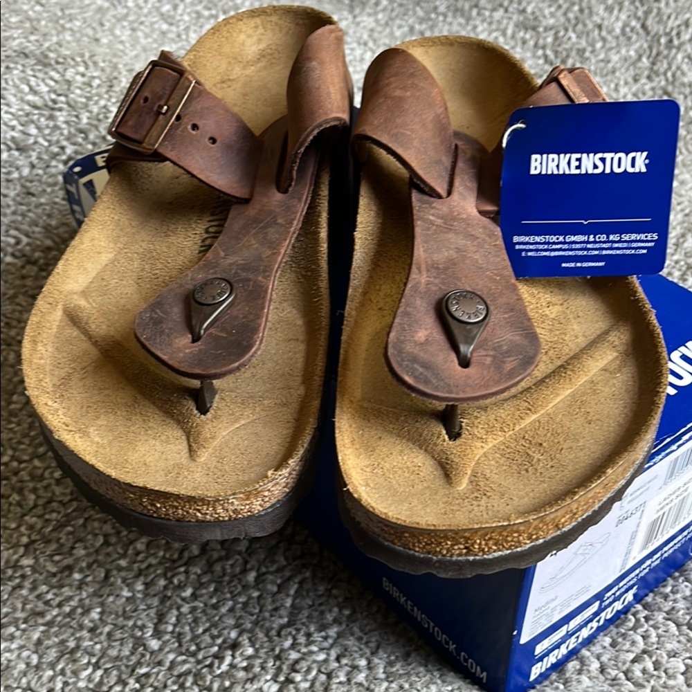 Birkenstock Rustic Brown Leather Sandals